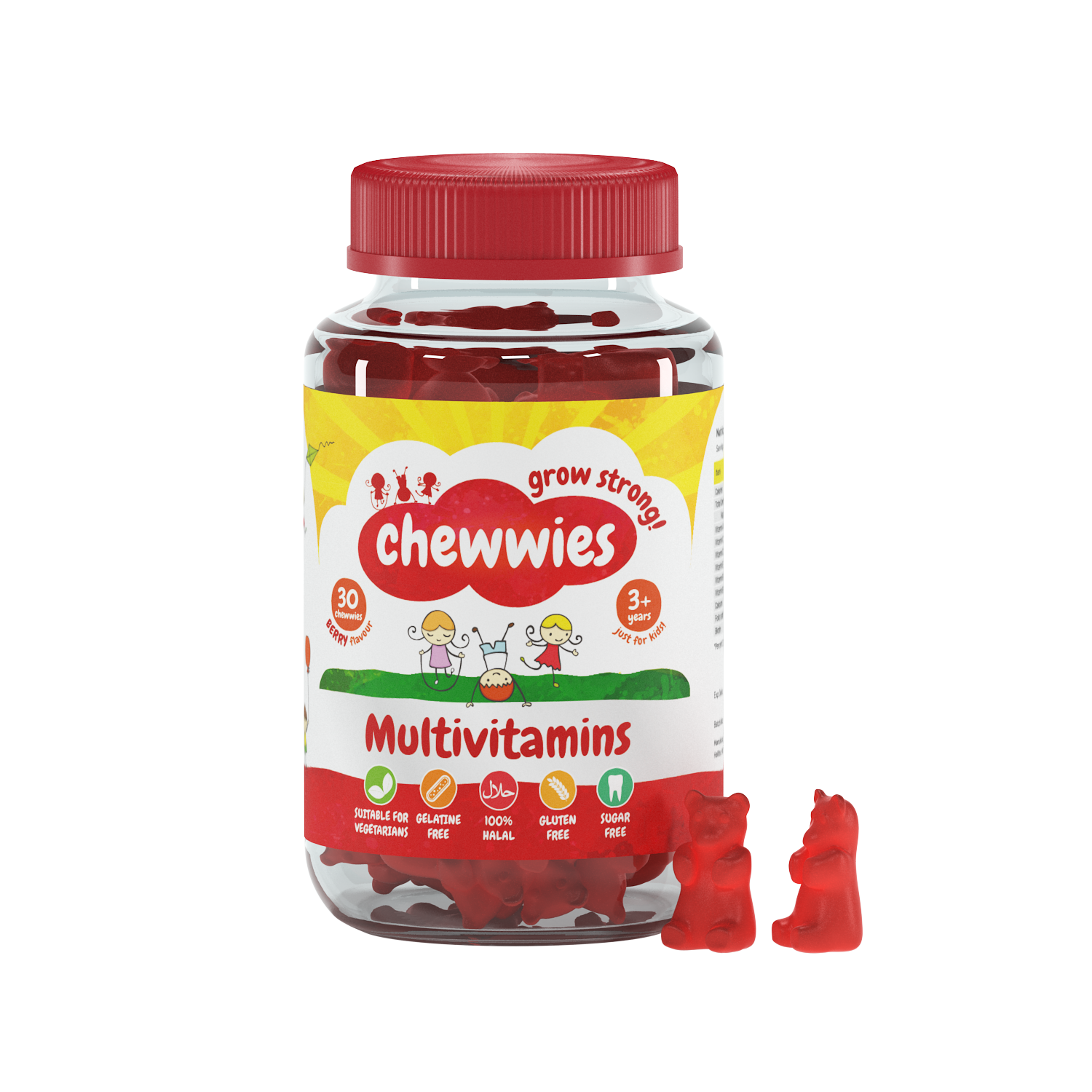 Chewwies Multivitamínicos y micronutrientes en 30 gominolas veganas, número 1 del Reino Unido en vitaminas sin gelatina y sin azúcar (esencial)